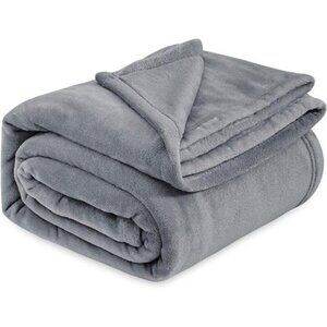 Bedsure Fleece Bed Blankets Queen Size Grey - Soft Lightweight Microfiber 90x90